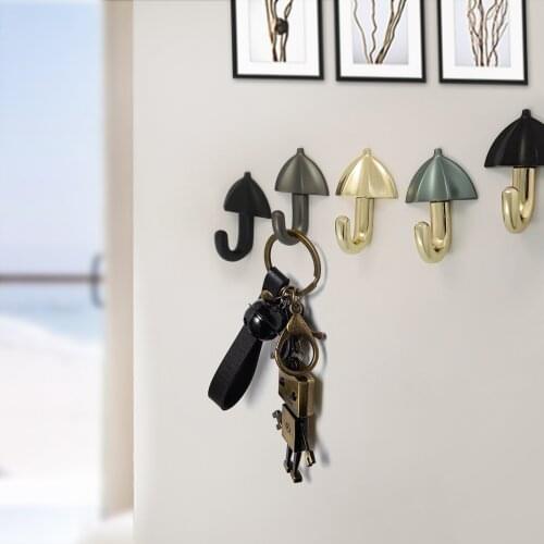MFYS Umbrella Shaped Clothes Hanger Wall Mounted Coat Hook Black Decorative Key Holder Hat Scarf Handbag Hanger Bathroom Rack