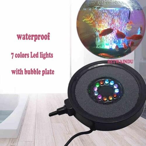 Waterproof 7 Colors LED Light Multi Color Fish Tank Lamp Submersible Mini Aquarium Lights Bubble Aeration