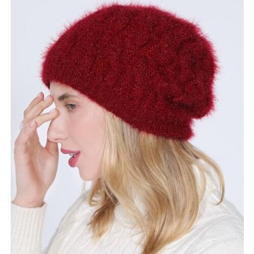 Women Winter Chunky Braided Twist Cable Knitted Beanie Hat Solid Color Thicken Thermal Plush Lined Slouchy Baggy Skull Cap