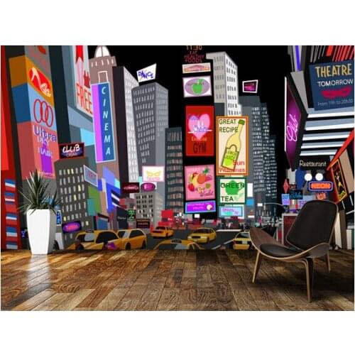 Custom 3D art wallpaper, NY Times Square Abstract murals for apartment building in the background wall vinyl papel de parede