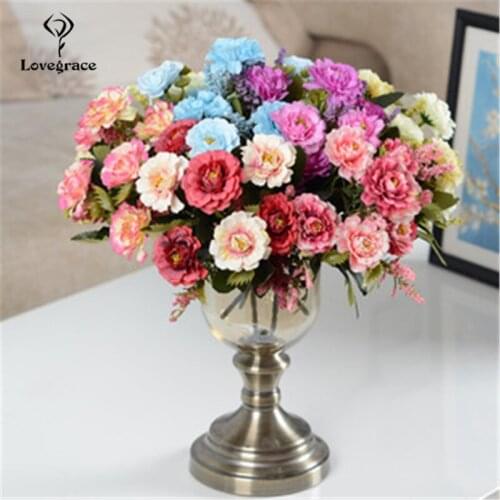 7 Heads Chinese Roses Artificial Flower Long Branch Flowers Faux Roses Decoration for Home Wedding Party Table Fake Roses Branch