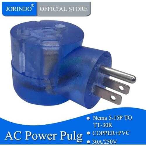 JORINDO 5-15P TO TT-30R RV Adapter 15 AMP Regular 5-15 Plug to 30 AMP TT-30 Receptacle Right Angle