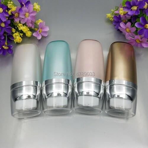 5/10pcs 30ml Acrylic Travel Packing Press Bottles Empty Face Cleanser & Sunscreen Lotion Bottle,Refillable Airless Pump Bottles