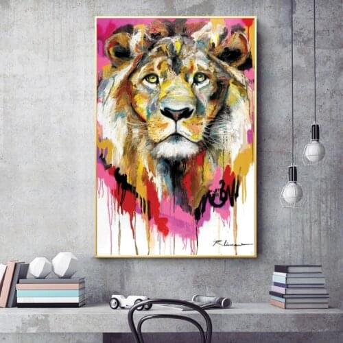 Watercolor Lion Canvas Paintings on Wall Animal Oil Paintings Wall Pictures Posters and Print for Home Living Room Decor