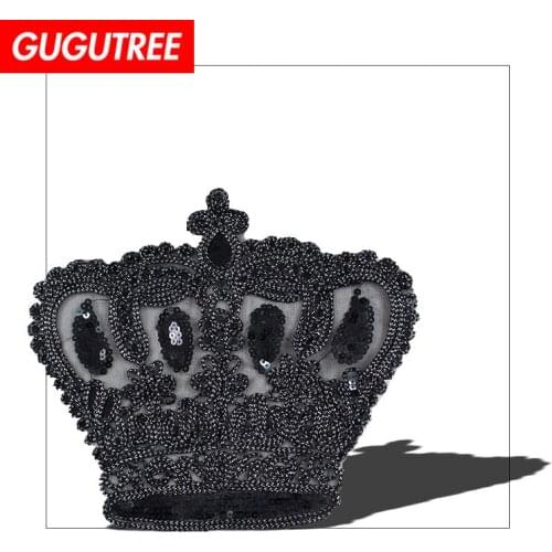 GUGUTREE Sequins embroidery big crown patches king patches badges applique patches for clothing LLS19121032