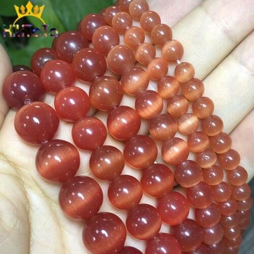 AAA Red Cat Eye Beads Hight Quality Smooth Round Loose Beads For Jewelry Making Opal Stone DIY Charm Bracelets 15" 4/6/8/10/12mm