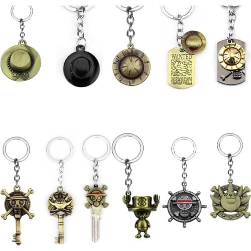 Anime ONE PIECE Keychain Key Chain Luffy Zoro Sanji Nami hat Key Ring Car Charm Holder Chaveiro Pendant keyring fashion jewelry