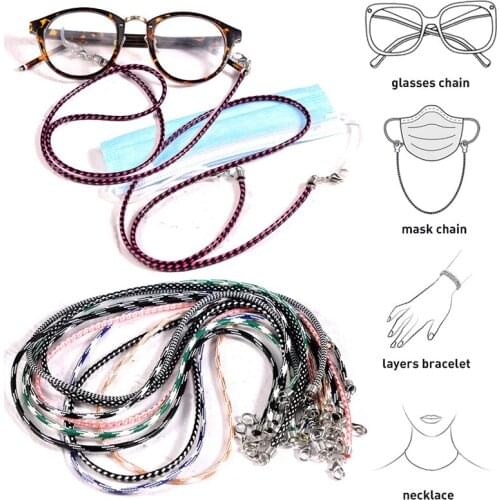 Glasses Chain Rope Necklace Face Mask Lanyard Mask Glasses Holder Adjustable Traceless Ear Hanging Rope Two Hooks random color