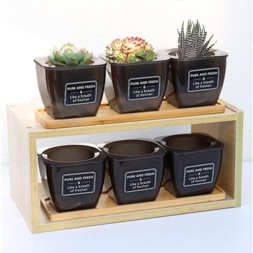 Succulent Flower Pots Automatic Water Absorption Flowerpot with Tray Plant Tool