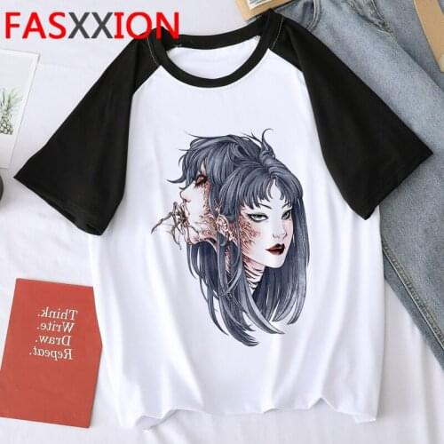 Junji Ito top tees men japanese couple 2021 plus size casual tshirt t-shirt harajuku kawaii