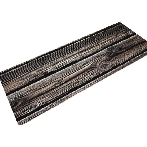Flannel Vintage Wood Board Strip Kitchen Long Floor Mat Door Entrance Door Mat Absorbent Non-slip Bath Mat Rug