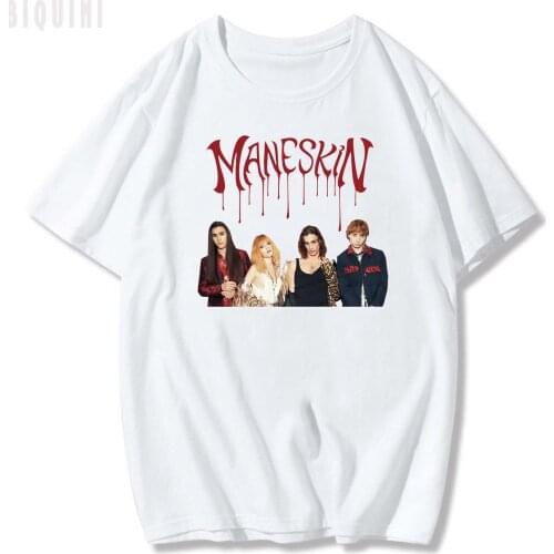 Maneskin Band T Shirts Men/Women Letter Printing 2021 Spring Summer Graffiti Style Graphic Tees 100% Cotton Goth Oversized Short