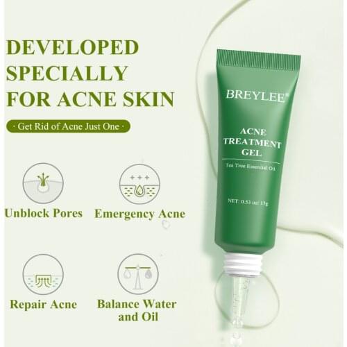 BREYLEE Tea Tree Acne Treatment Gel Salicylic Acid Remove Pimple Repair Anti Inflammation Face Shrink Pores Redness Face Care
