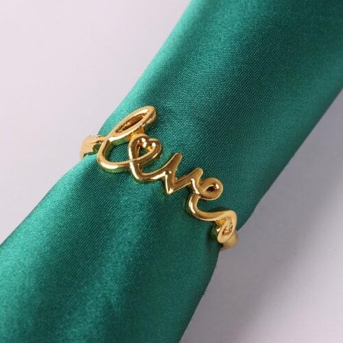 30PCS/Metal simple English letter love napkin ring for Valentines Day wedding banquet wedding anniversary decoration