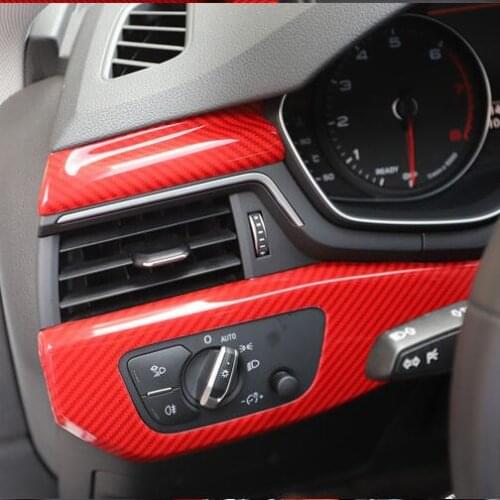 Red Carbon Fibre Instrument Door Handle Gear Window Switch Decorated Frame For Audi A4L 2017 18 19 CAA218A