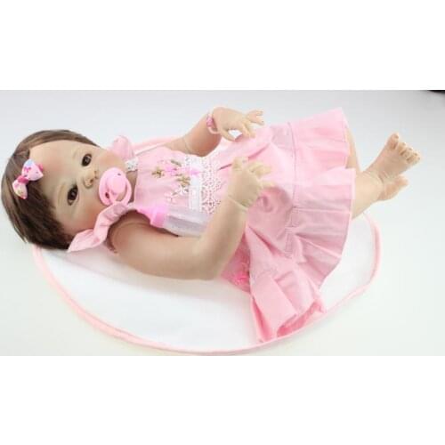 Boneca reborn full body silicone baby dolls eyes open girls waterproof toy bebe implanter mohair lifelike Neonatal toys for kids