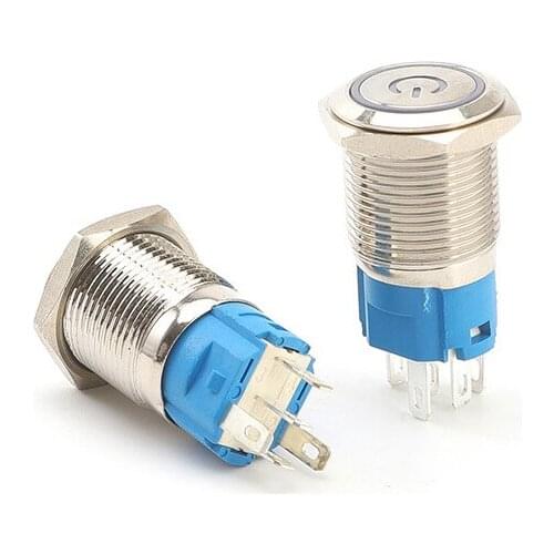 16mm Metal Push Button Switch 3A Color LED Self-reset/ Self-locking Waterproof Mini Switch Buttons With Light Round shape