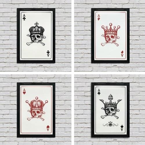 Playing Cards Skull Crown Canvas Painting Wall Art Posters and Prints Home Decor Casino Club Living Room Interior Pictures