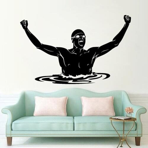 Swimmer Wall Decal Swimming Pool Swim Sport Wall Stickers Vinyl Waterproof Decals for Home Boys Bedroom Decoration Poster X949