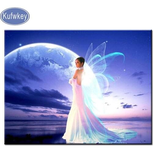 2019 New DIY Diamond Painting moon and fairy Cross stitch Round/square drill diamond Embroidery Home Decor gift