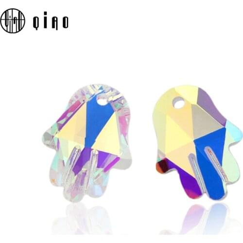 2019 NEW 14x18mm crystal charms hand shape glass beads crystal palm pendant gems rhinestones for Jewelry making Earrings DIY