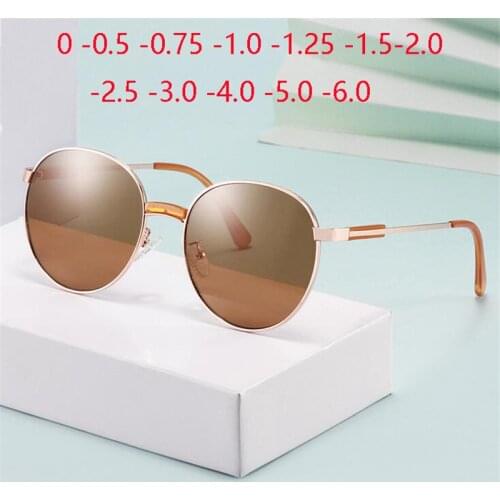 Women Men Oval Polarized Myopia Sunglasses Metal Hinge Minus Lens Round Prescription Sun Glasses Diopter 0 -0.5 -0.75 To -6.0