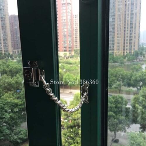 Wholesale DHL 12PCS Stainless Steel Casement Window Window Restrictors Child Safety Security Chain Lock Keyed Alike JF1148