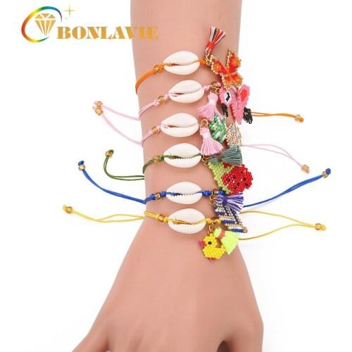 BONLAVIE Tassel Bracelet Shell Jewelry Beads Woven Pineapple Friendship Rope Bracelets