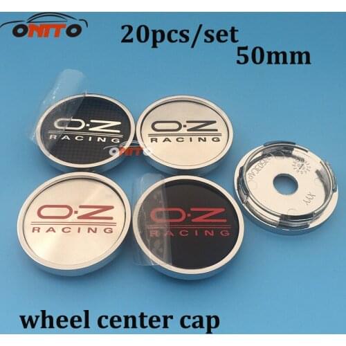 Wholesale 20pcs/lot 50mm Black Sliver OZ O.Z RACING car wheel logo emblem Car Wheel Dust-proof emblem covers car styling