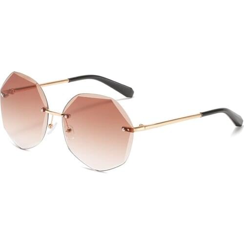 Fashion Women Rimless Sunglasses Luxury Brand Designer Vintage Ladies Round Sun Glasses Retro Shades Eyewear Oculos de sol