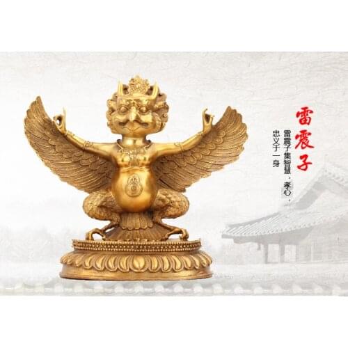 TOP GOOD Talisman Protection # KAI GUANG exorcise evil spirits Garuda Dhwaja Garuda Dharma brass statue 26 CM
