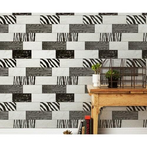 Vintage Black and White Zebra Mural Wallpapers roll Vinyl Waterproof 10m