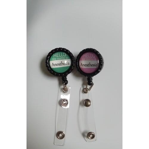 Hello My Name is Anesthesia retractable id badge reel 10pcs/lot