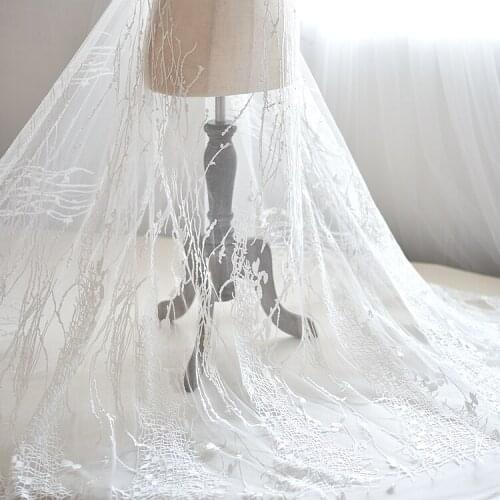 1M/pack Ruffled leaves high-grade imported embroidered lace fabric wedding dress skirt diy accessories clothing cloth white