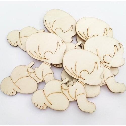 10pcs Wooden Shapes Embellishments Baby Kids Room Decoration Wedding Crafts Mini Laser Cut Blanks Slices