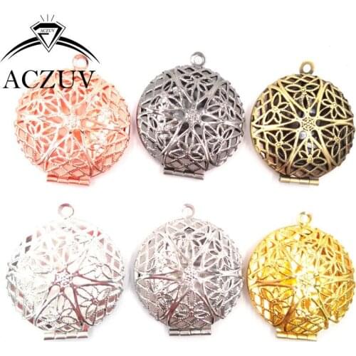 100pcs 27mm Copper Metal Can Open Closed Round Phase Box Photo Pendant Accssories Jewelry Necklace Charms Findings PBPC001