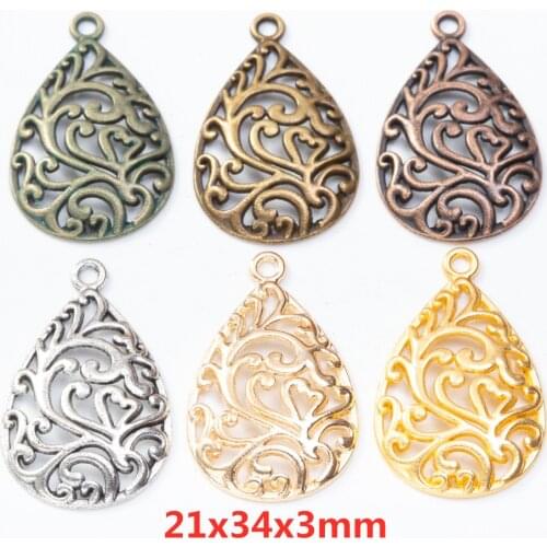 16 pieces of water drop retro metal zinc alloy small jewelry fashion exquisite pendant pendant making 8374