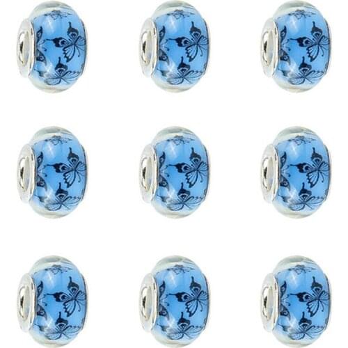 20Pcs 14x8mm Large Hole Acrylic Resin Butterfly Murano European Beads Fit Pandora Bracelet Women Girls Necklace Jewelry Beads
