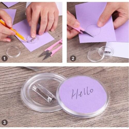 20Pcs Acrylic Round Button Badge Clear Button Pin Badges Painting Badge Crafts 649D