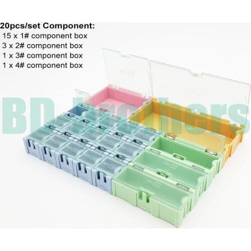 20pcs/set Original Component Storage Box Square IC Components Boxes SMT SMD Wen Tai Containing (1# 2# 3# 4#) Box Kit 40sets/lot