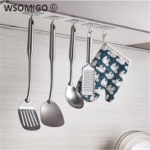 5Pcs/set Transparent Strong Self Adhesive Wall Hook Magic Kitchenware Storage Rack Kitchen Accessories Bathroom Accessories-S