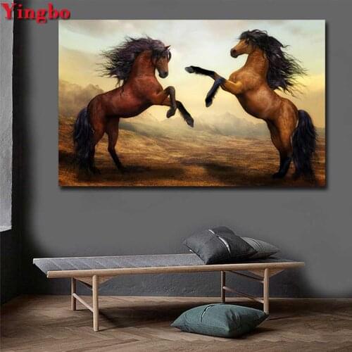 Diamond embroidery 5d diy diamond painting horse couple cross stitch full square round mosaic diamond pictures of rhinestones