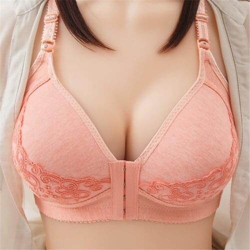 Wireless Front Buckle Cotton Lace No Rims Lingeries Underwear Women Bras Plus Size Female Intimates Soft Womens Bralette