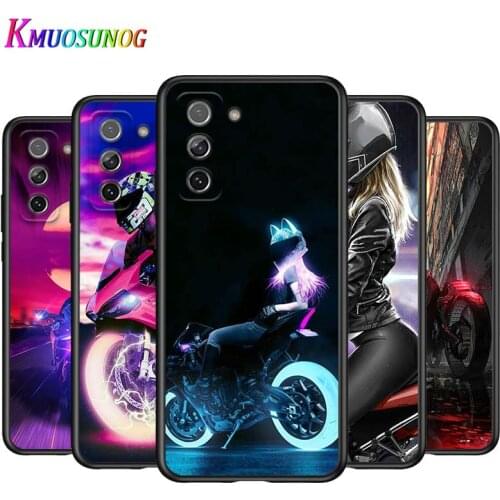 Hot City Street Motorcycle for Samsung Galaxy S21 Ultra Plus Note 20 10 9 8 S10 S9 S8 S7 S6 Edge Plus Black Phone Case