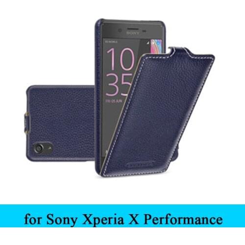 100% Real Leather Phone Case Up Down Flip Cow Genuine Protective Cover Skin for Sony Xperia X Performance F8132+Free Gift