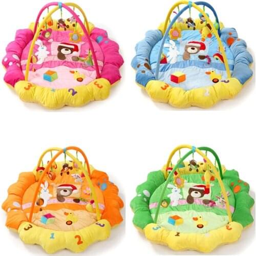 Baby Playpens Game Fence Guardrail Safe Hurdles Fitness Frame Soft Cotton Crawl Mat Blanket Bear Cartoon For 0-12 Months Infants