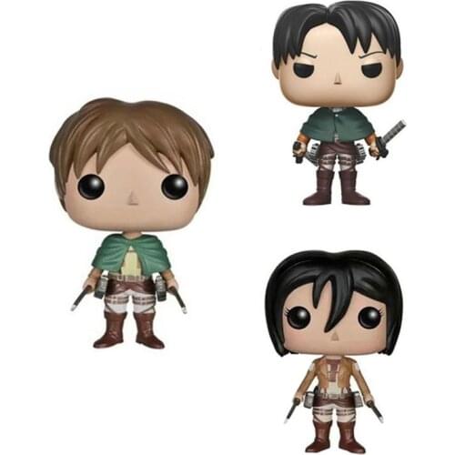 Anime Attack on The Giant Q Version PVC Alan Yeager Figure Three Ika Ackerman Vinyl Figure Model Collection Toys Gift Doll