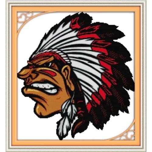 Indians Image 11CT 14CT Clear Print Cloth Features China Handmade DIY Furniture Cloth Cross Stitch Decorative Painting