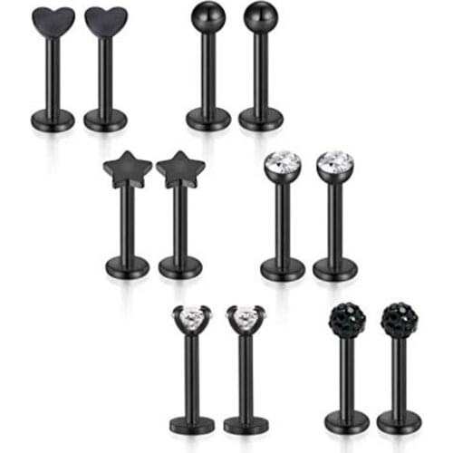 JFORYOU 16G Stainless Steel Lip Rings Helix Cartilage Tragus Earrings 8mm Labret Studs Monroe Medusa Piercing Jewelry