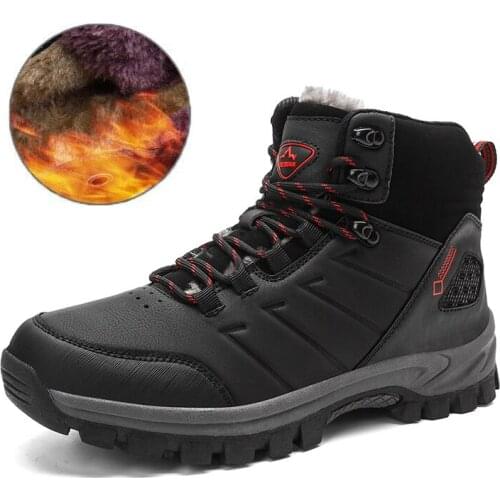 2020 Hot Men Climbing Shoes Plus Velvet Trekking Boots for Mens Anti Slip Outdoor Mountain Trainers Men Rubber Camping Shoes Man